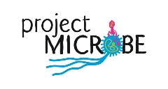 Project MICROBE text with a cell and a virus